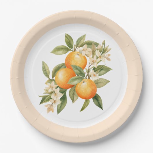 Little cutie citrus sinaasappels verjaardagsfeestj papieren bordje (Voorkant)