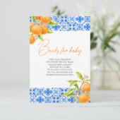 Little Cutie Citrus Tegels Boeken voor Baby shower Informatiekaartje (Staand voorkant)