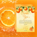 Little Cutie Citrus Waterverf Baby shower Bedankkaart<br><div class="desc">"Thank You" ontworpen om te koppelen met onze "A Little Cutie Is On The Way" Waterverf Baby shower ontwerp - een heerlijke mix van charme en citrus frisheid. De voorkant toont een levendige oranje citrusswag die de bovenkant sierlijk siert, terwijl een grillige plak oranje citrus een vleugje zoetheid toevoegt in...</div>