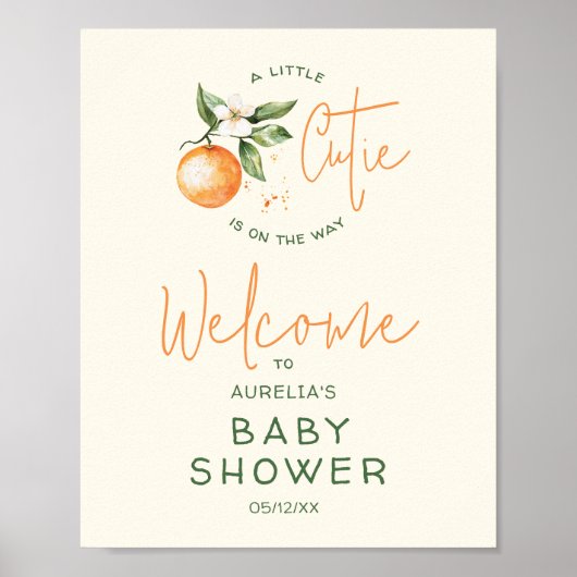 Little Cutie Citrus Welkom Baby shower Teken Poster (Voorkant)