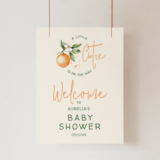 Little Cutie Citrus Welkom Baby shower Teken Poster