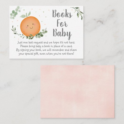 Little Cutie Clementine Baby shower Boek Aanvraag Informatiekaartje (Voorkant / Achterkant)