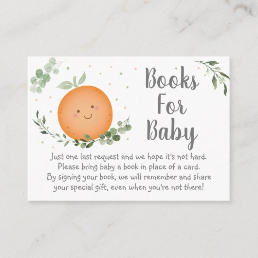 Little Cutie Clementine Baby shower Boek Aanvraag Informatiekaartje (Voorkant)