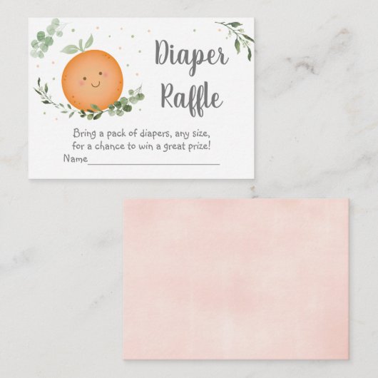 Little Cutie Clementine Baby shower Diaper Raffle Informatiekaartje (Voorkant / Achterkant)