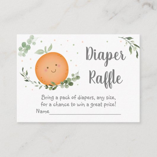 Little Cutie Clementine Baby shower Diaper Raffle Informatiekaartje (Voorkant)