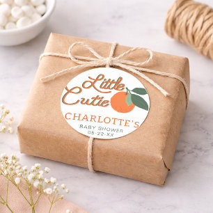 Little Cutie Clementine Baby Shower Favor Sticker 