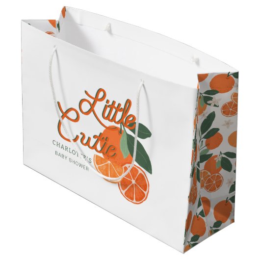 Little Cutie Clementine Baby shower Gift Bag – Cit Groot Cadeauzakje (Achterkant Gekanteld)
