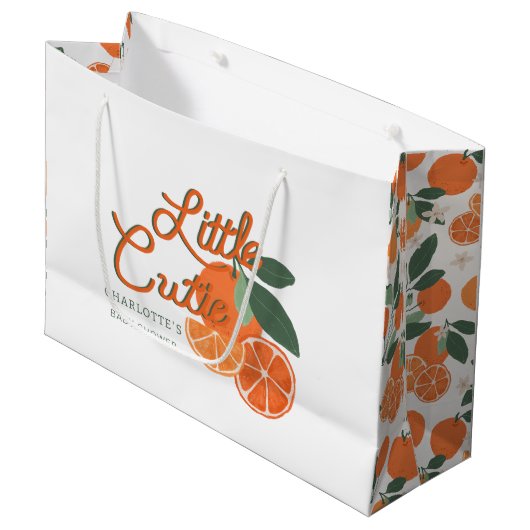 Little Cutie Clementine Baby shower Gift Bag – Cit Groot Cadeauzakje (Voorkant Gekanteld)