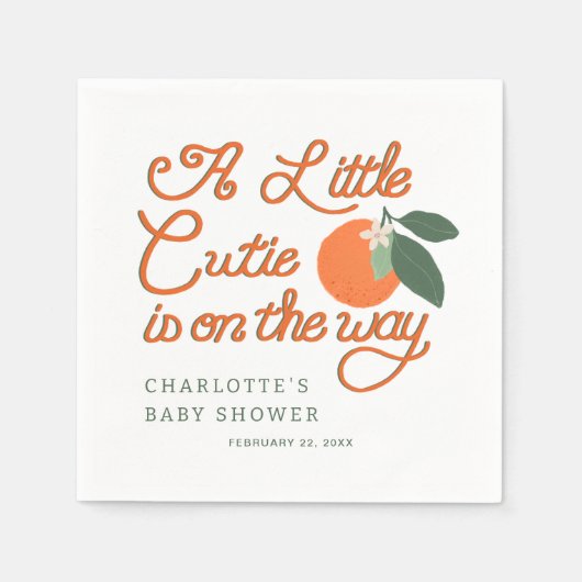 Little Cutie Clementine Baby shower servetten (Voorkant)