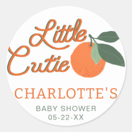 Little Cutie Clementine Baby shower ten gunste van Ronde Sticker