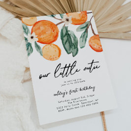 Little Cutie Clementine Birthday Invitation Kaart