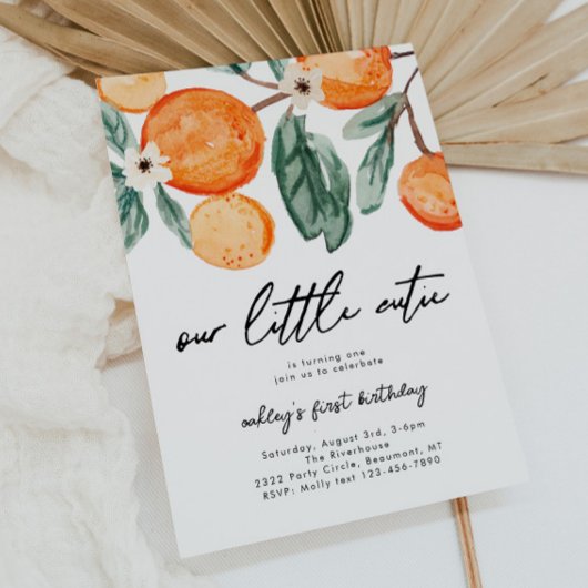 Little Cutie Clementine Birthday Invitation Kaart
