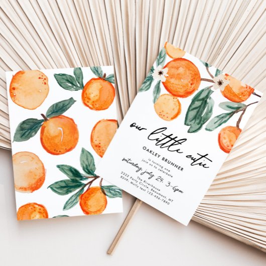 Little Cutie Clementine Birthday Invitation Kaart