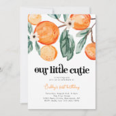 Little Cutie Clementine Birthday Invitation Kaart (Voorkant)