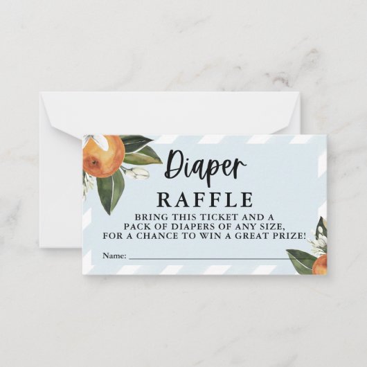 Little Cutie Clementine Boy Diaper Raffle Notitiekaartje (Voorkant)