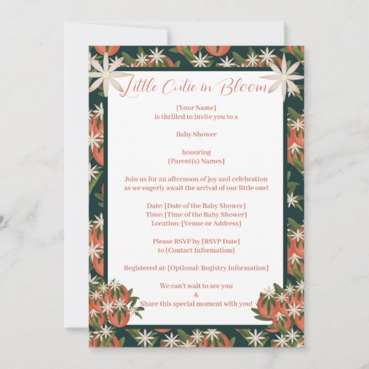 Little Cutie Clementine| Citrus Theme Baby shower Kaart (Voorkant)