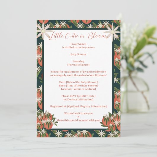 Little Cutie Clementine| Citrus Theme Baby shower Kaart (Staand voorkant)