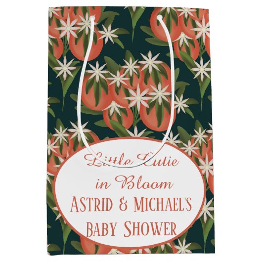 Little Cutie Clementine| Citrus Theme Baby shower Medium Cadeauzakje (Voorkant)