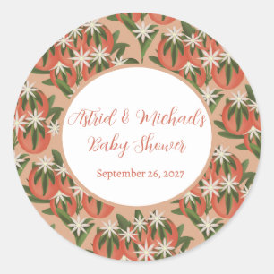 Little Cutie Clementine  Citrus Theme Baby shower Ronde Sticker