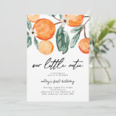 Little Cutie Clementine Foto Verjaardag Uitnodigin Kaart (Staand voorkant)