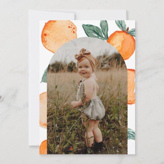 Little Cutie Clementine Foto Verjaardag Uitnodigin Kaart (Achterkant)