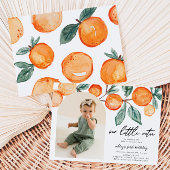 Little Cutie Clementine Foto Verjaardag Uitnodigin Kaart