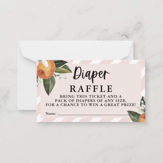 Little Cutie Clementine Girl Diaper Raffle Notitiekaartje (Voorkant)