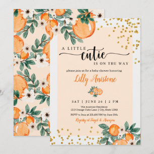 Little Cutie Clementine Oranje Citrus Baby shower Kaart