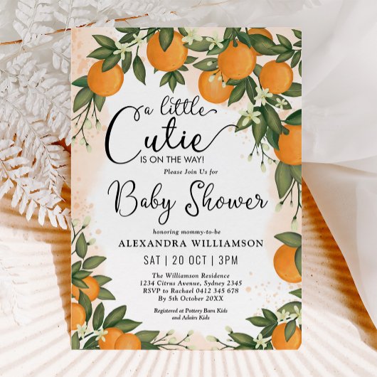 Little Cutie Clementine Oranje Citrus Baby shower Kaart