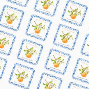 Little Cutie   Clementines & Tegels Baby shower Vierkante Sticker