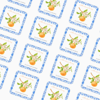 Little Cutie | Clementines & Tegels Baby shower Vierkante Sticker
