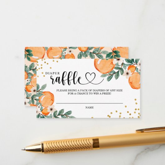 Little Cutie Diaper Raffle Entry Kaart (Voorkant / Achterkant in situ)