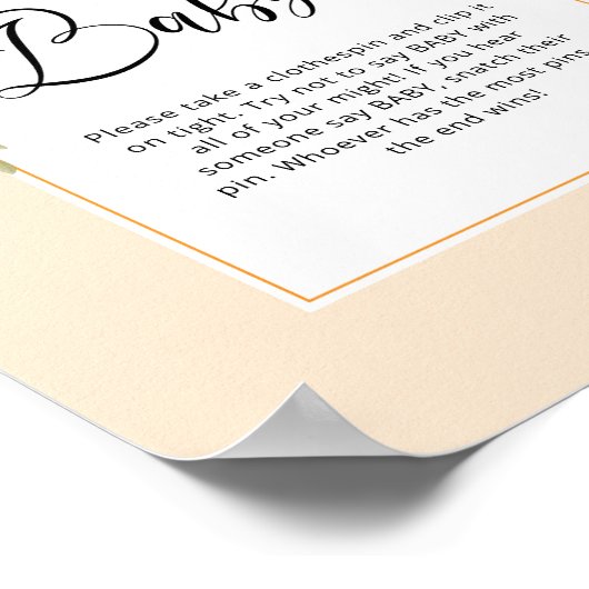 Little cutie Dont zeggen baby baby shower spel Pos Poster (Hoek)