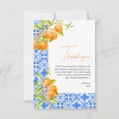 Little Cutie | Esthetische Blauwe Tegels & Citrus Bedankkaart (Voorkant)