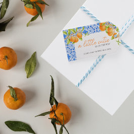 Little Cutie | Esthetische Blauwe Tegels & Citrus Cadeaulabel