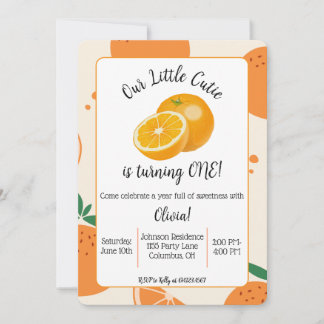 Little Cutie First Birthday Invitation Kaart