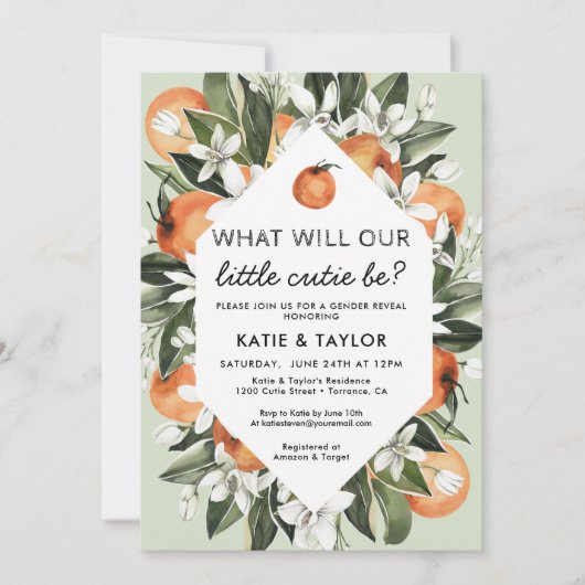 Little Cutie Gender onthullen partijuitnodiging Kaart (Voorkant)