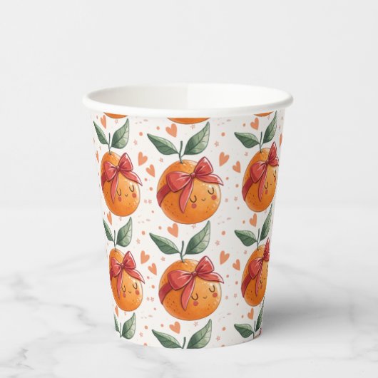 Little Cutie Grapefruit Citrus Sinaasappel Theme Papieren Bekers (Links)