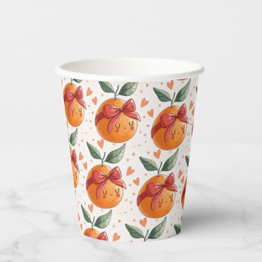 Little Cutie Grapefruit Citrus Sinaasappel Theme Papieren Bekers (Voorkant)