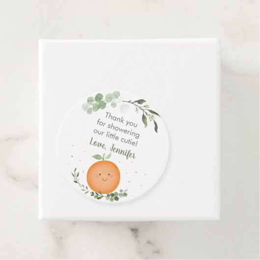 Little Cutie Greenery Baby shower Bedankjes Labels (In situ)