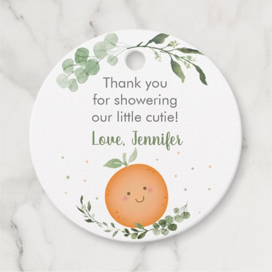 Little Cutie Greenery Baby shower Bedankjes Labels (Voorkant)