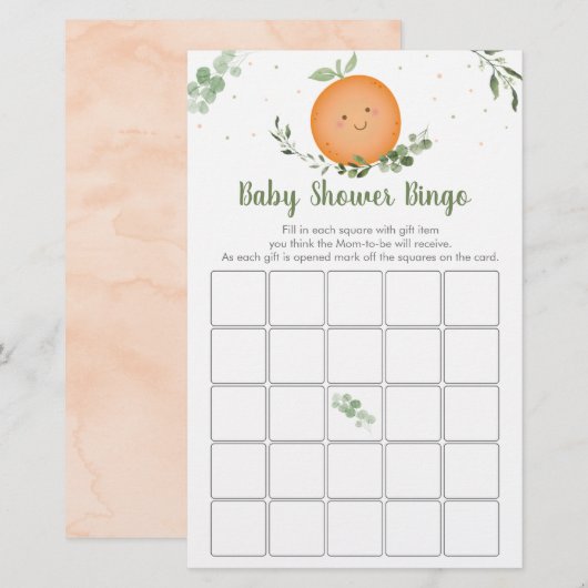 Little Cutie Greenery Baby shower Bingo Game (Voorkant / Achterkant)
