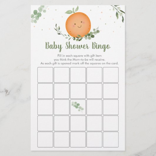 Little Cutie Greenery Baby Shower Bingo Spel (Voorkant)