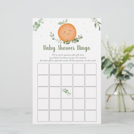 Little Cutie Greenery Baby Shower Bingo Spel (Staand voorkant)