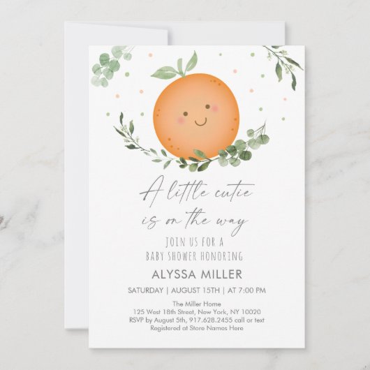 Little Cutie Greenery Baby shower Kaart (Voorkant)