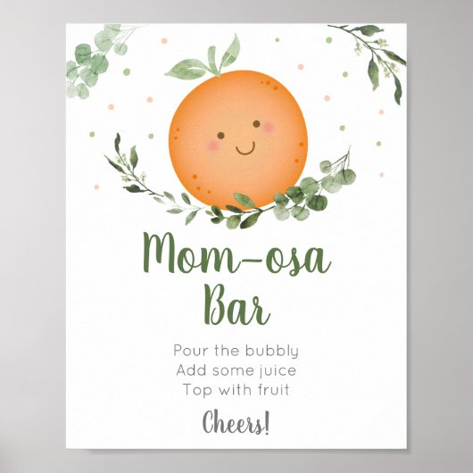 Little Cutie Greenery Baby shower Mam-osa Bar Poster (Voorkant)