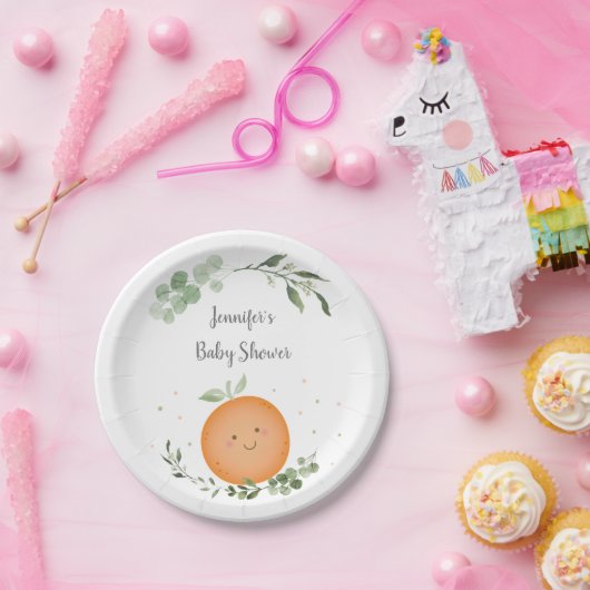 Little Cutie Greenery Baby shower Papieren Bordje (Feest)