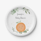Little Cutie Greenery Baby shower Papieren Bordje (Voorkant)