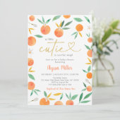 Little Cutie Greenery Gold Baby shower Kaart (Staand voorkant)