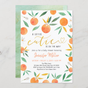 Little Cutie Greenery Gold Baby shower Kaart